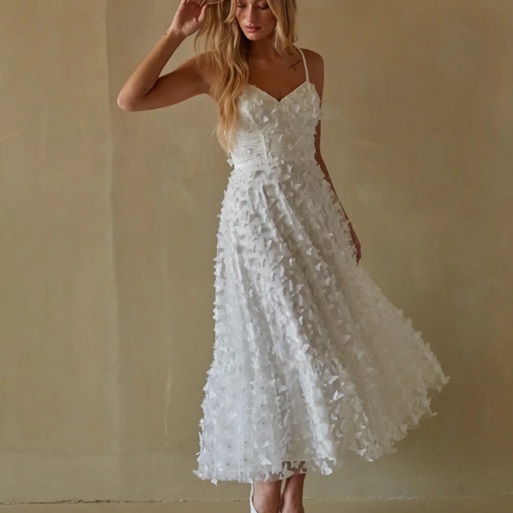 Mable White Butterfly Dress